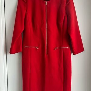 Ann Taylor Vibrant Red Long Sleeve Dress